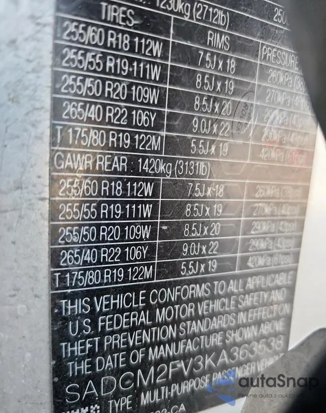 2019 Jaguar F-Pace S z USA, uszkodzony, nr VIN SADCM2FV3KA363538